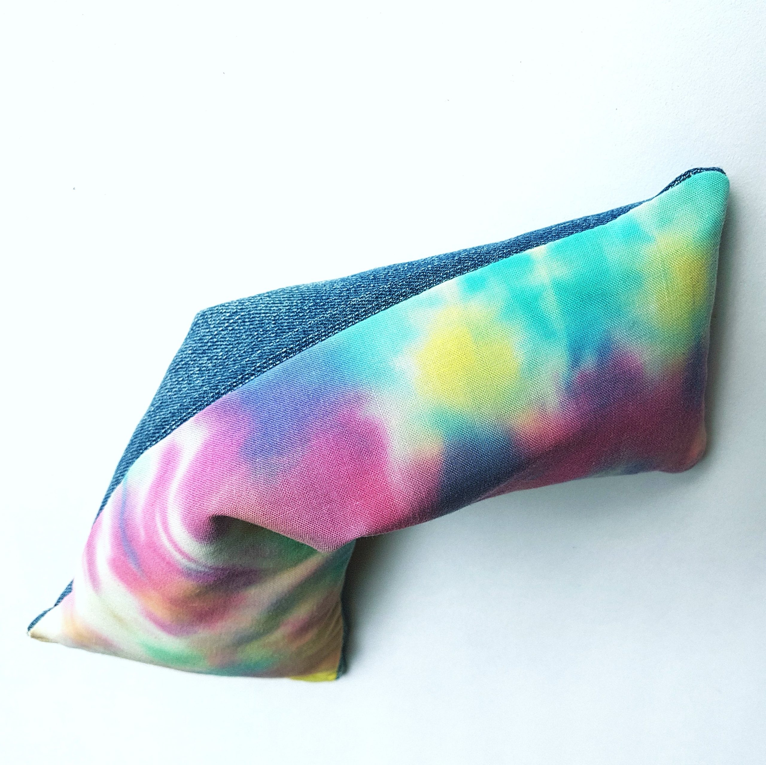 Eco friendly wheat bag made with upcycled fabric 'Rainbow Tie Dye'