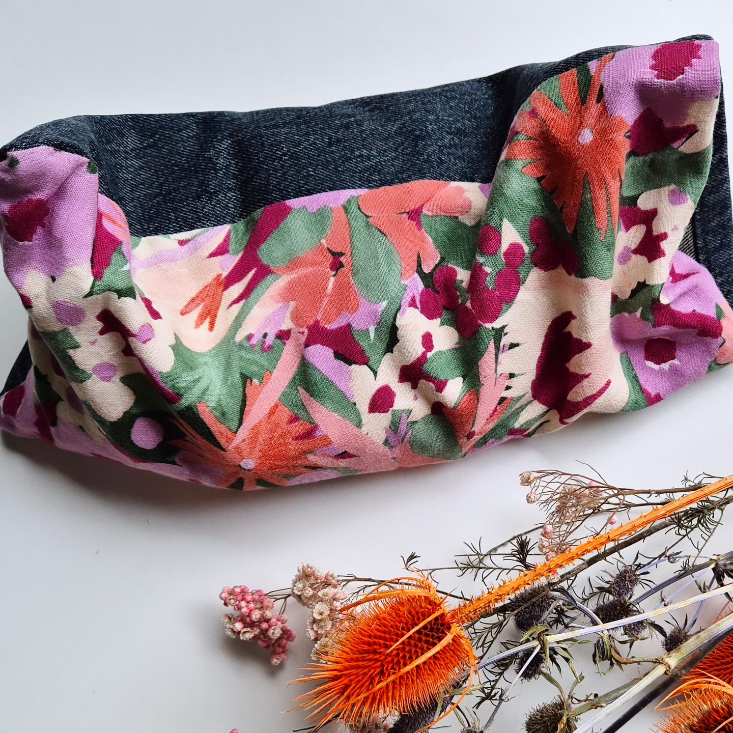 Wheat pack made from upcycled Princess Highway floral fabric and organic wheat