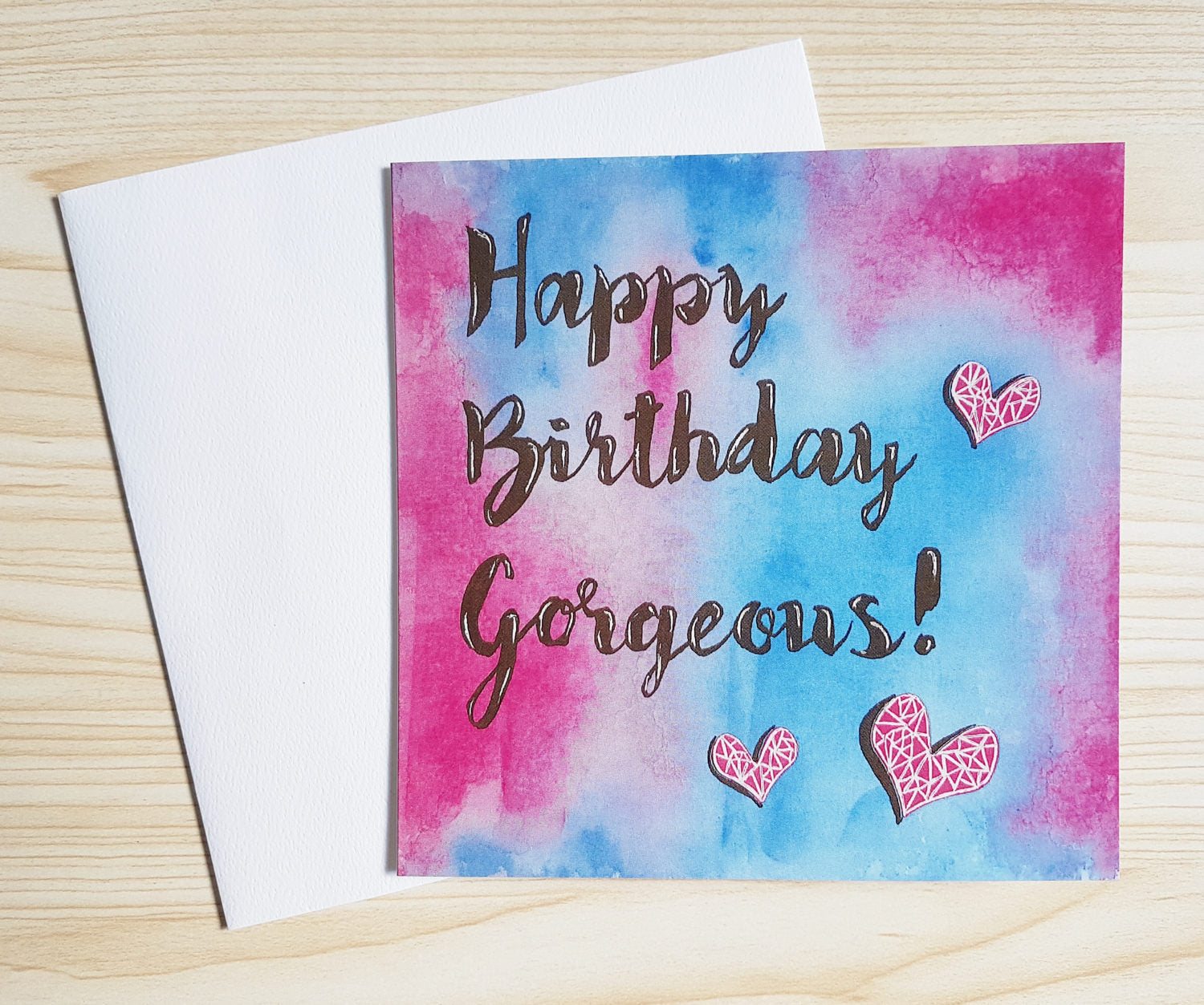 Happy Birthday Gorgeous! Modern watercolour cards by Minnie&Lou